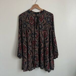 F21 Dark Paisley Floral Tunic Mini Dress